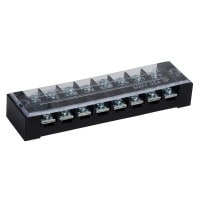 Main product image for 25A Barrier Terminal Block, 8 Position Dual Row Screws 12 Pitch with Cover090-821